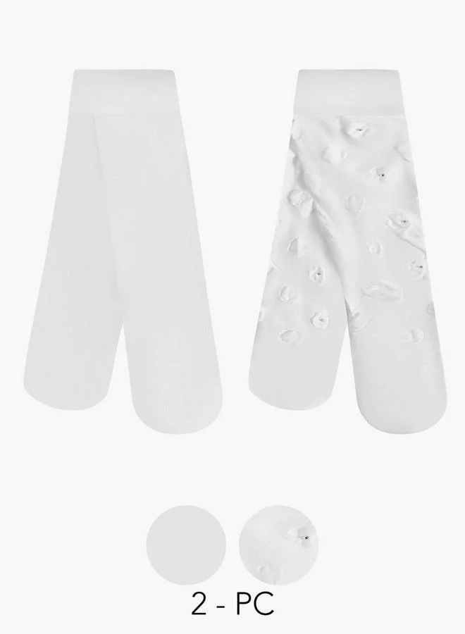 Pack Of 2 Girls School Tights With Assorted Design